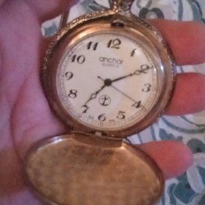 Train vintage anchor pocket watch classic